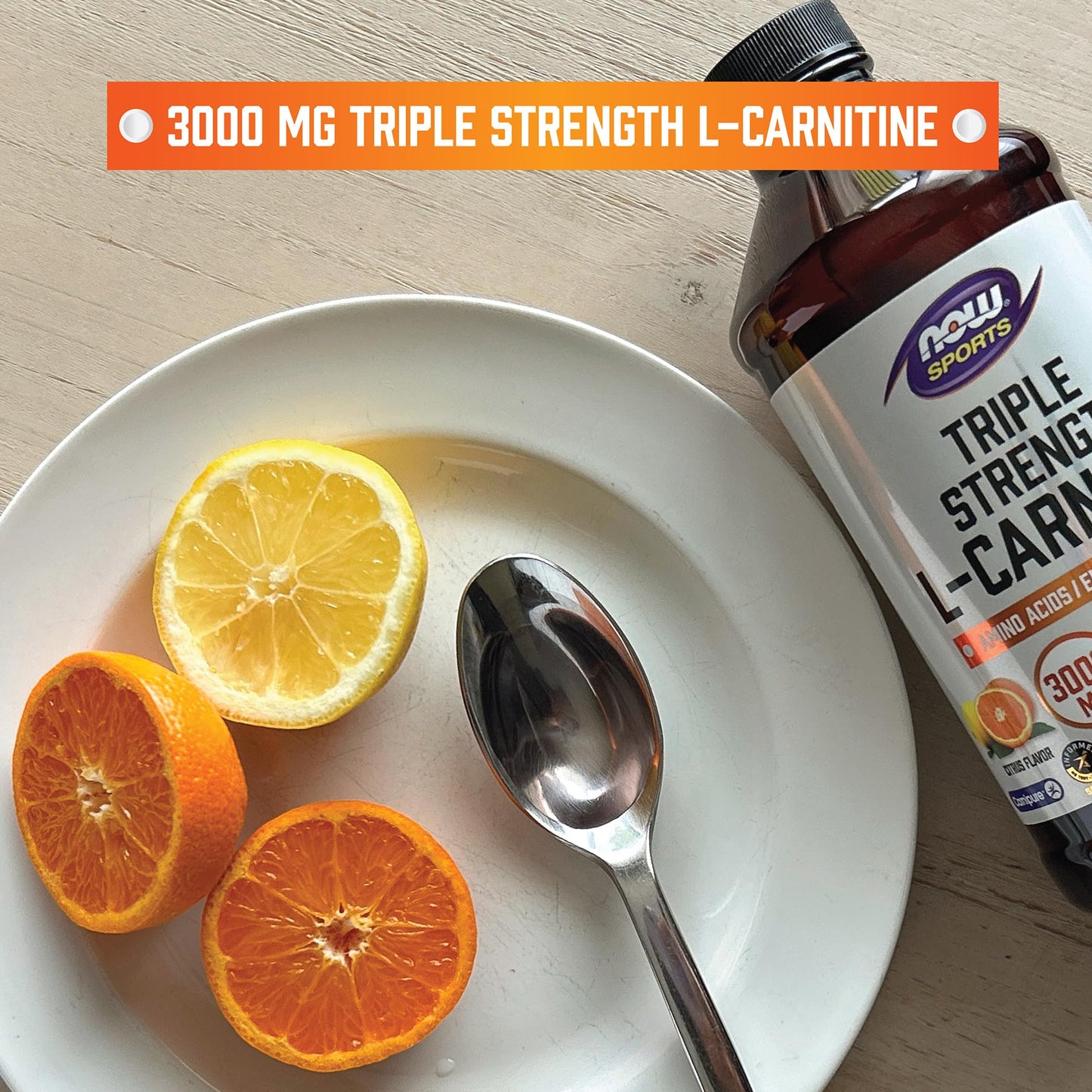 NOW Sports Nutrition, L-Carnitine Liquid, Triple Strength 3000 mg, Citrus, 16-Ounce