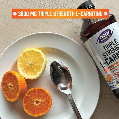 NOW Sports Nutrition, L-Carnitine Liquid, Triple Strength 3000 mg, Citrus, 16-Ounce
