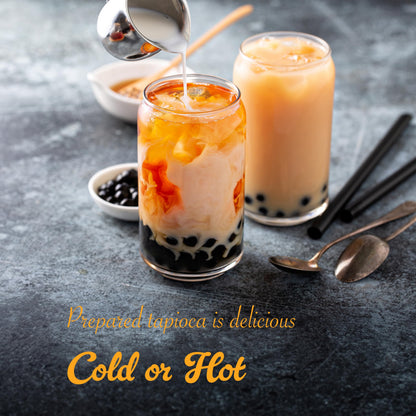WuFuYuan Boba Tapioca Pearls, Black Sugar Flavor, Quick Cook Bubble Tea Boba, Microwave Ready in 3 Minutes, 8.8 oz (Pack of 2)
