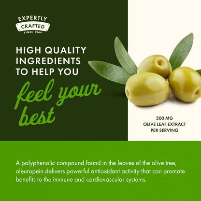 Swanson Olive Leaf Extract Capsules with 20% Oleuropein - Provides Immune Support, Promotes Cardiovascular System Health, and Supports Healthy Blood Pressure - (120 Capsules, 500mg Each)