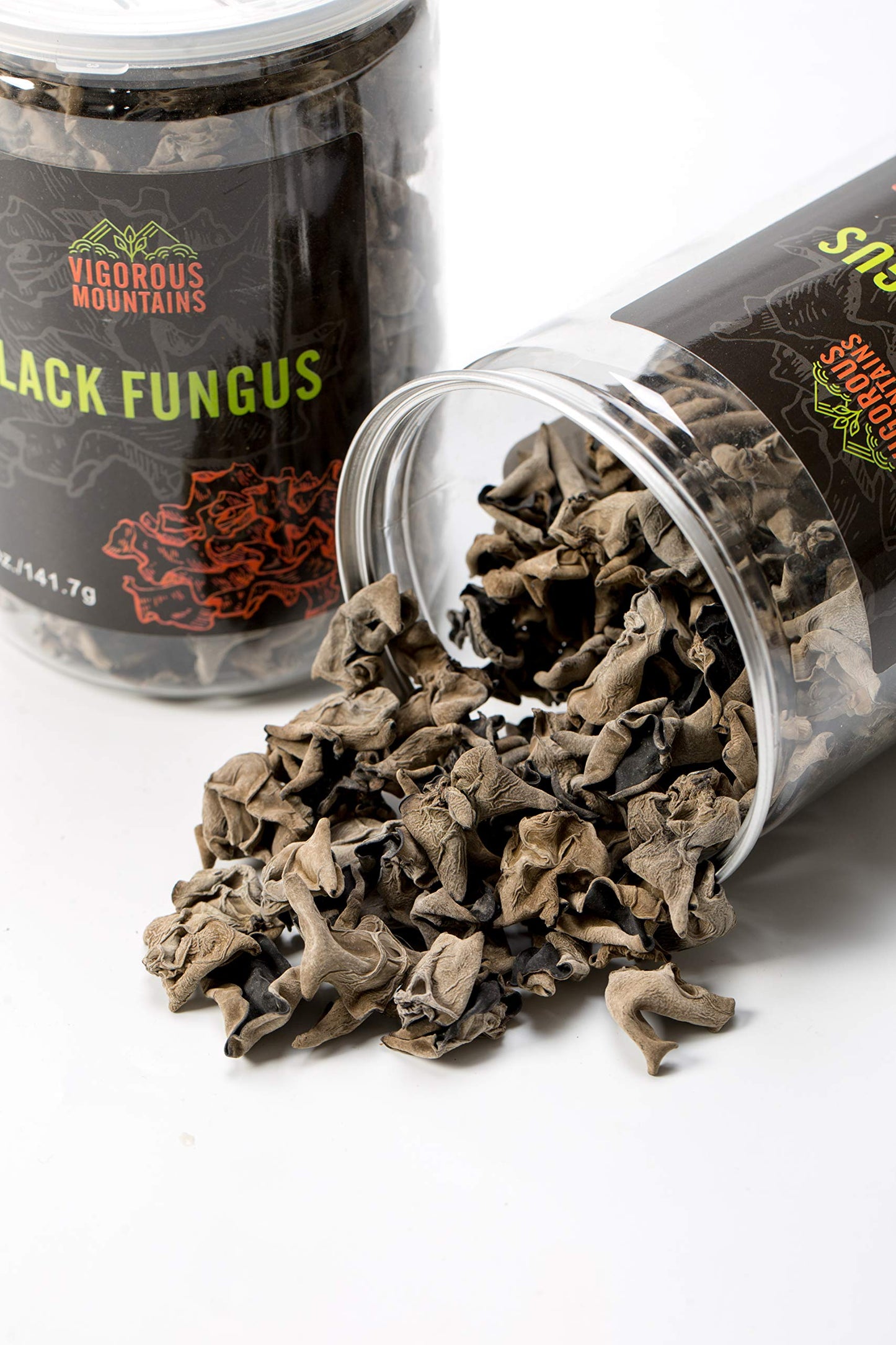 VIGOROUS MOUNTAINS Dried Woodear Mushrooms for Cooking 5 oz, Chewy Texture Dry Black Fungus for Soup Stir-fries Salads , 木耳 , 141.7 g