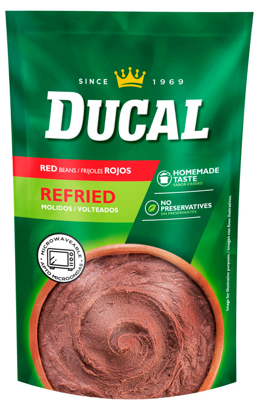 Ducal Refried Red Beans Pouch, 8 Ounce (Pack of 24) - Instant Vegetarian Refried Red Beans, Non-GMO And Gluten-Free - Excellent Source in Protein And Iron, Cholesterol Free