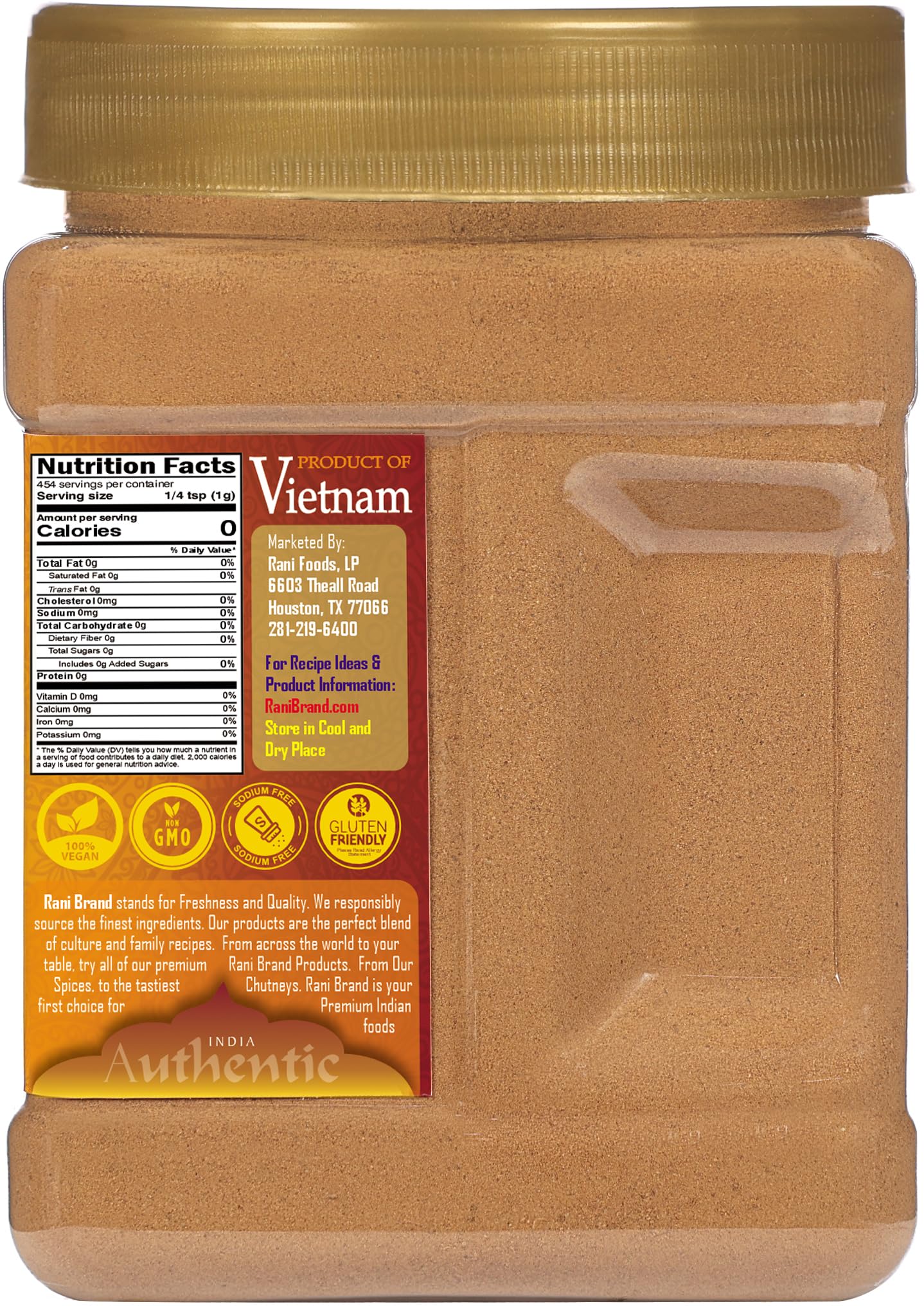 Rani Cinnamon Powder (Ground) Spice 16oz (1lb) 454g PET Jar ~ All Natural | Salt-Free | Vegan | No Colors | Gluten Friendly | NON-GMO | Kosher