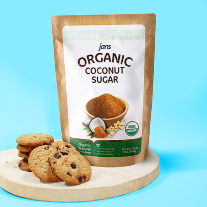 Jans Organic Coconut Sugar 16 oz | Made from Fresh Coconut | Gluten-Free | Non-GMO | Low Glycemic | Paleo & Vegan Friendly | Mild Caramel Flavor | USDA Certified Organic (Pack of 1)