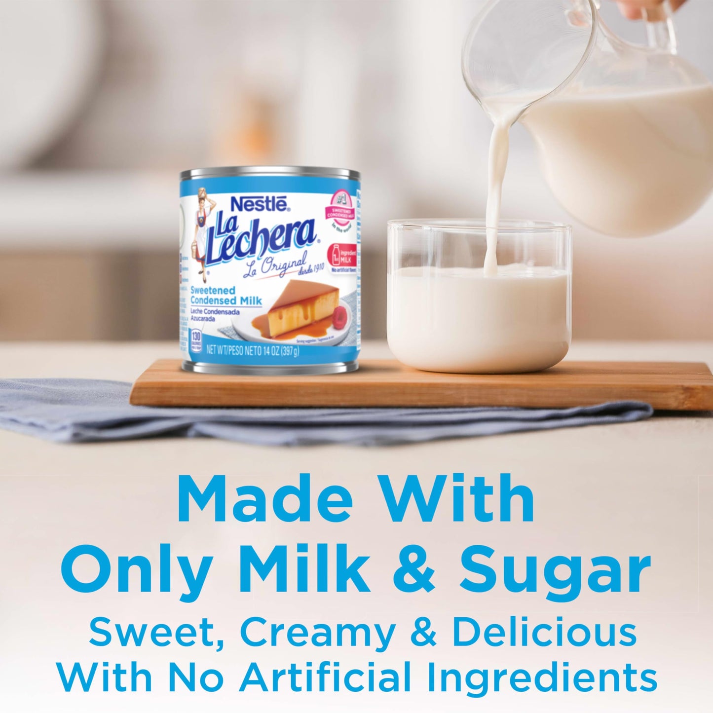 Nestlé La Lechera Sweetened Condensed Milk, Shelf Stable Evaporated Milk Canned, 12 Pack