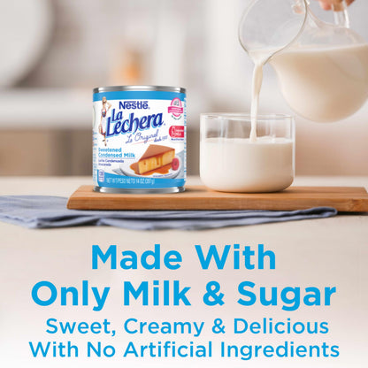 Nestlé La Lechera Sweetened Condensed Milk, Shelf Stable Evaporated Milk Canned, 12 Pack