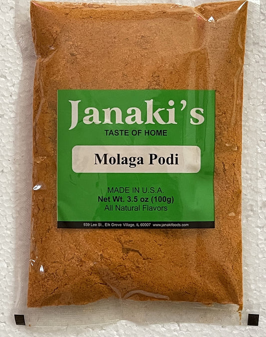 Janaki's Molaga Podi (Idli Powder) - Taste of Home - 3.5oz., 100g. (Pack of 2)