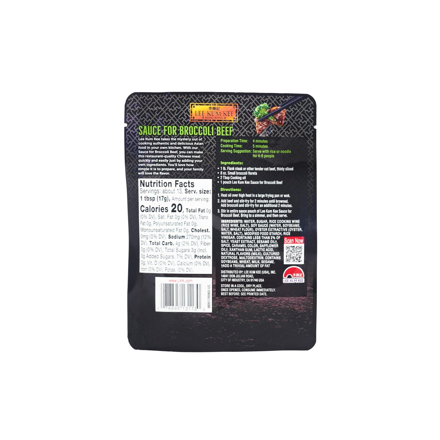 Lee Kum Kee Panda Brand Sauce for Broccoli Beef, 0g Trans Fat, No Artificial Flavors, No High Fructose Corn Syrup, Cholesterol Free, 8 Ounces (Pack of 6)
