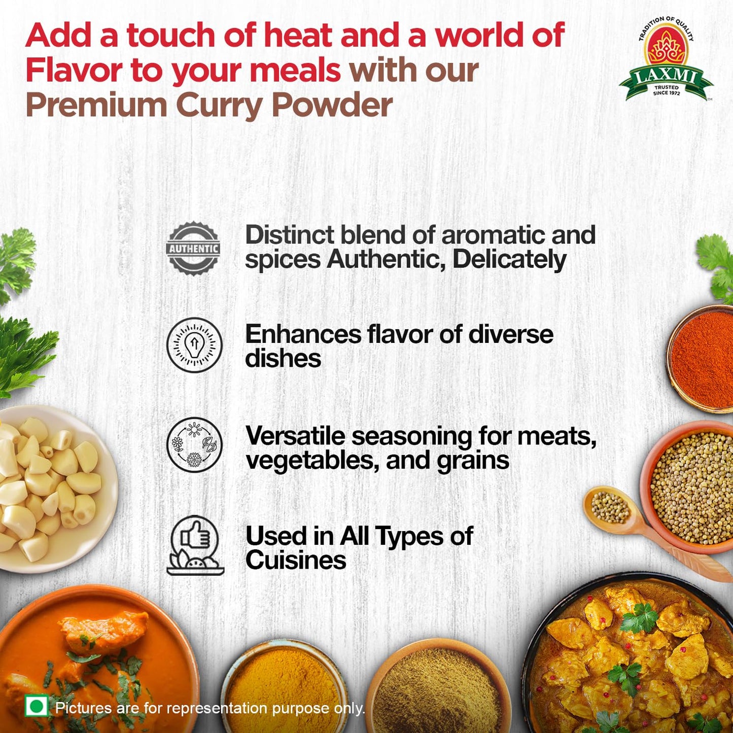 Laxmi Curry Powder 200gm (7oz) | Curry powder seasoning with a blend of spices | Non-GMO Product | For cooking and seasoning | Saves you time and energy