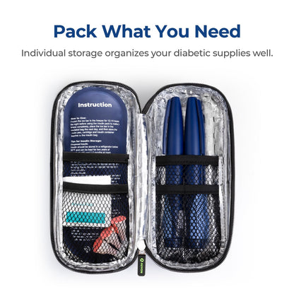 AUVON Insulin Cooler Travel Case with 2 x 90g TSA Approved Ice Packs, Diabetic Medication Insulated Cooling Bag for Insulin Pens and Diabetic Supplies Storage, Compact for Daily Life and Trips