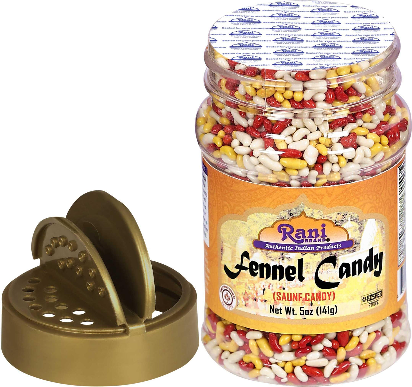 Rani Sugar Coated Fennel Candy 5oz (141g) PET Jar ~ Indian After Meal Digestive Treat | Vegan | Gluten Friendly | NON-GMO | Indian Origin