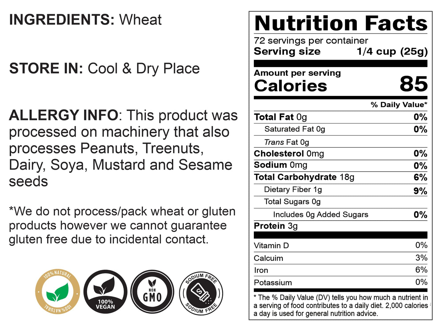Rani Sooji Coarse (Farina, Suji, Rava, Rawa, Wheat Semolina) Flour 64oz (4lbs) 1.81kg Bulk ~ All Natural | Vegan | NON-GMO | Indian Origin