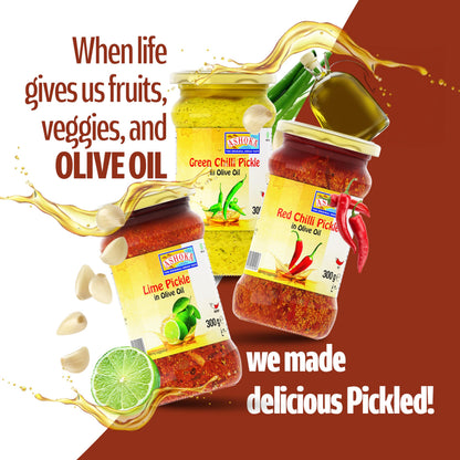 Ashoka 1932 | All Natural | Authentic Indian Pickle Recipe | Red Chili with Olive Oil | Suitable for Vegetarians | Kosher Certified | Gourmet Pickles | Pickle Relish | 300 Grams (Pack of 1)