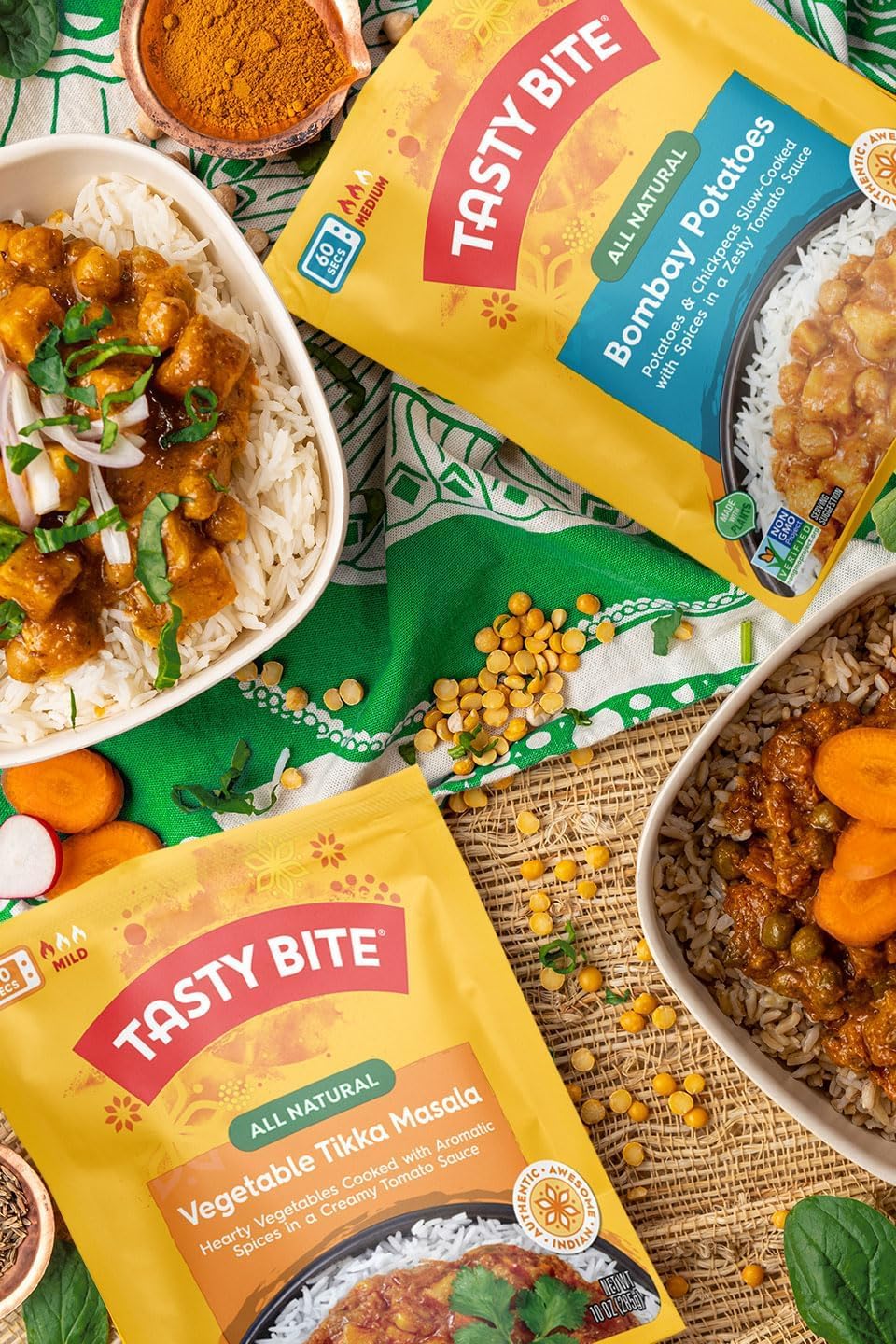 Tasty Bite Bombay Potatoes, 10 Ounce, Ready to Eat, Microwavable Entree, Vegan