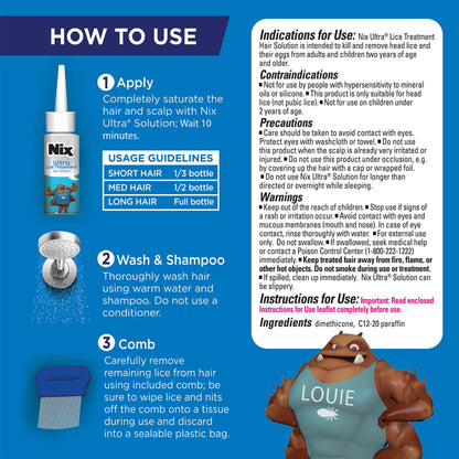 Nix Lice Treatment Hair and Home Kit, Ultra Hair Solution (3.4 Fl Oz), Home Defense Bedbug and Lice Killing Spray (5 Fl Oz)