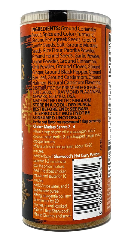 Sharwood's Hot Curry Powder, 3.6 oz (102g), Pack of 2