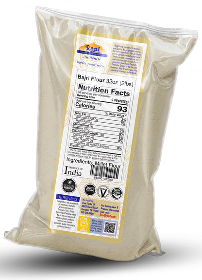 Rani Bajri Flour (Pearl Millet) 32oz (2lbs) 908g ~ All Natural | Vegan | Gluten Friendly | NON-GMO | Kosher | Indian Origin