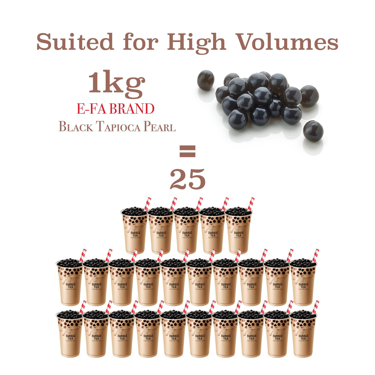 E-FA BRAND Black Tapioca Pearls (Boba), Quick Cook Tapioca Pearls for Bubble Tea, Microwave Ready in 3 Minutes, Fresh Chewy Texture, Milk Tea & Dessert Topping, Halal Certified, 2.2 LB (Pack of 1)