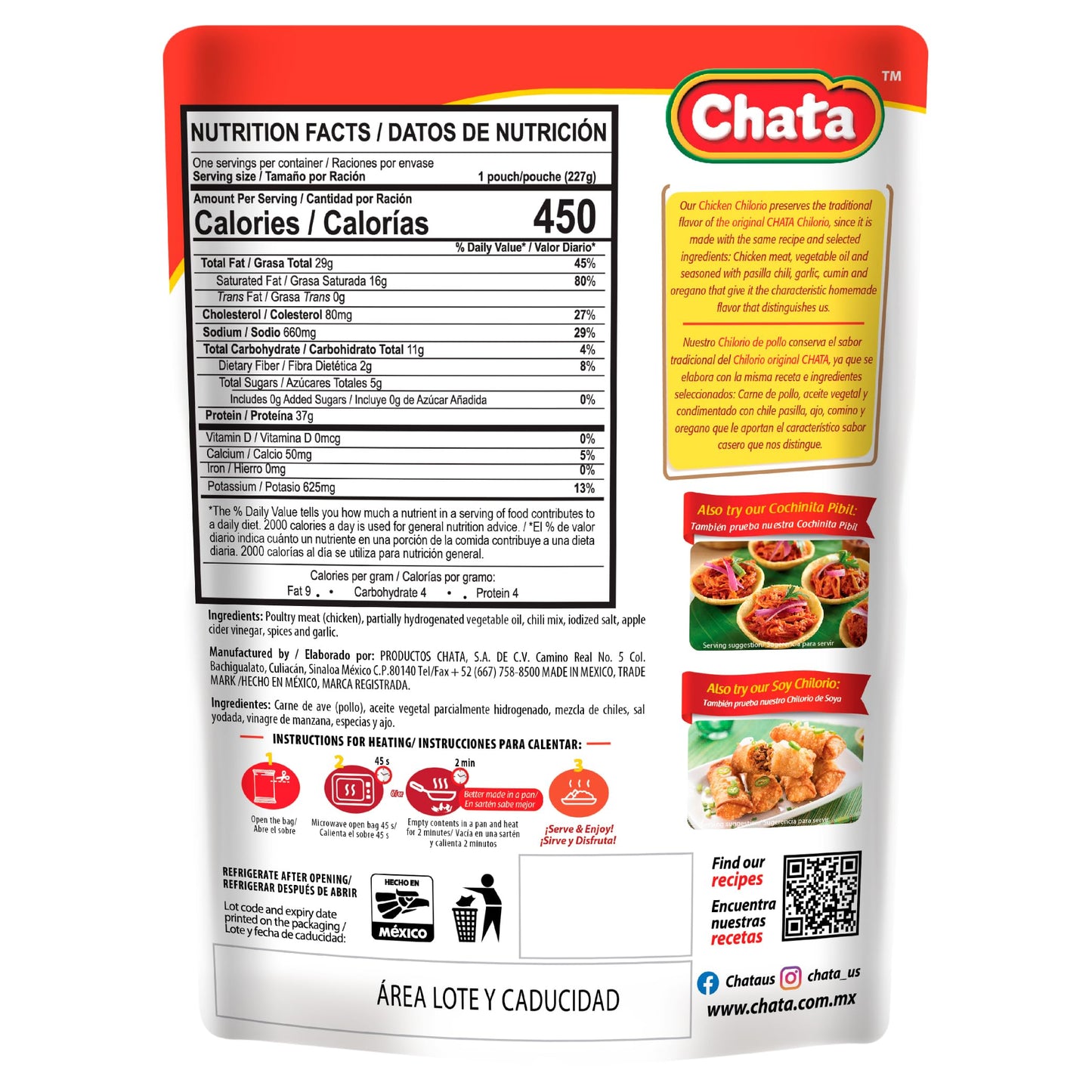 Chata Mexican Chicken Chilorio, Ready to Eat, 8.8 oz