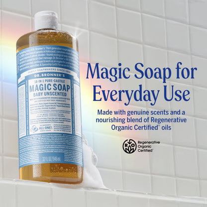 Dr. Bronner’s - Pure-Castile Liquid Soap (Baby Unscented, 32 Ounce)
