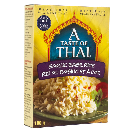 A Taste of Thai Jasmine Rice Instant (Garlic Basil Coconut Rice) – Authentic Thai White Rice Organic, Flavored with Classic Thai Spices | Gluten-Free, Non-GMO Instant Heat & Eat- 6 Pack, 6.7 oz