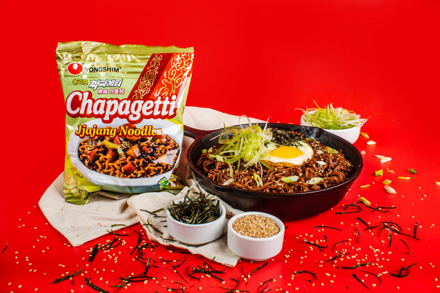 Nongshim Ramen Noodles, Gourmet Instant Ramen, Premium Microwavable Noodle, Chapagetti, 4.5 Ounce (Pack of 4)