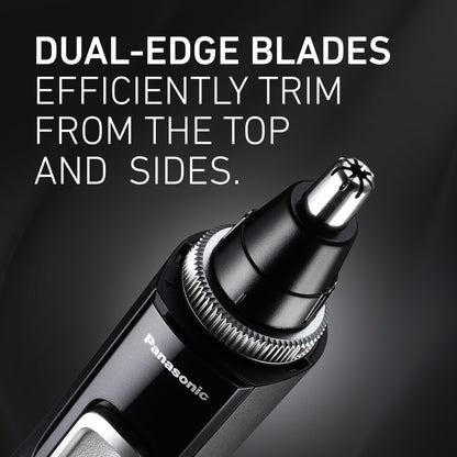 Panasonic Ear and Nose Hair Trimmer for Men with Vacuum Cleaning System, Powerful Motor and Dual-Edge Blades for Smoother Cutting, Wet/Dry – ER-GN70-K (Black)