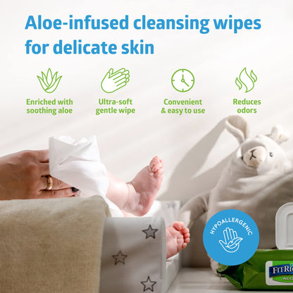 FitRight Personal Cleansing Wipes with Aloe (8x10 inch) | 600 Pieces Moisturizing Body Wipes for Adults Bathing and Incontinence Cleaning | Unscented Cloth Adult Wipes for Elderly Care