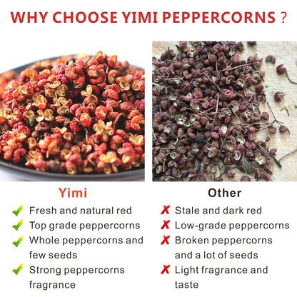 Yimi Sichuan Szechuan Peppercorns, Grade AAA Sichuan Whole Red Peppercorn, Strong Flavor for Mapo Tofu, Kung Pao Chicken, Ideal for Gift, 2.1 oz
