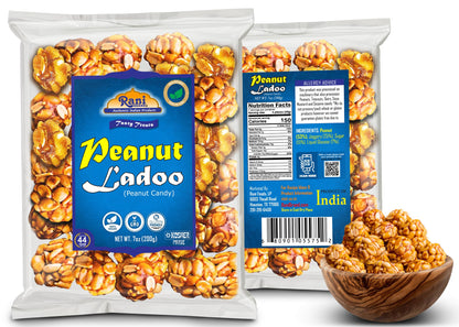 Rani Peanut Ladoo (Round Peanut Brittle Candy) 7oz (200g) x Pack of 4 ~ All Natural | Vegan | No colors | Gluten Friendly | Kosher | Indian Origin
