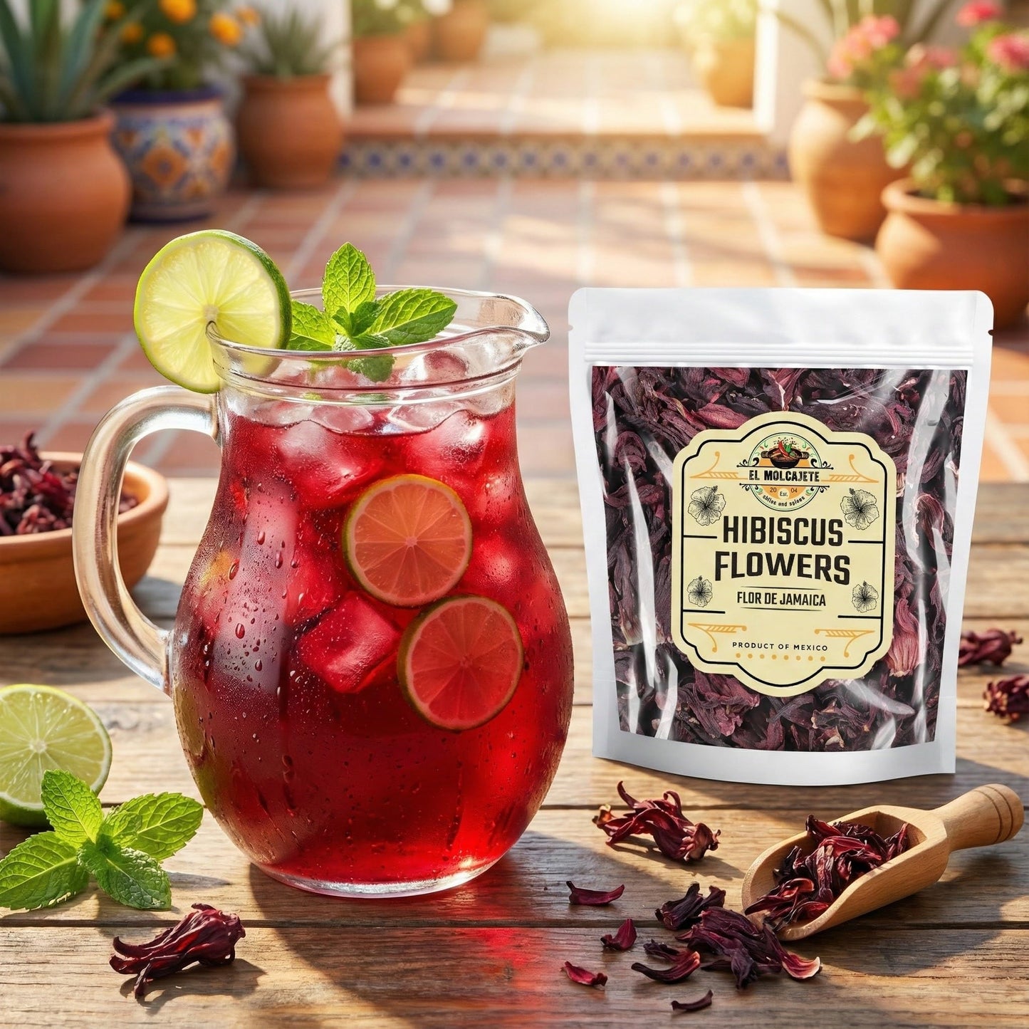 Hibiscus Flowers 4oz – All-Natural & Triple Cleaned for Vibrant Flavor. Whole Soft Flor de Jamaica Petals, Use for Refreshing Hot or Iced Tea, Agua Fresca & More. By El Molcajete