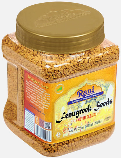 Rani Fenugreek (Methi) Seeds Whole 25oz (1.56lbs) 708g PET Jar, Trigonella foenum graecum ~ All Natural | Vegan | Gluten Friendly | Non-GMO | Kosher | Indian Origin, used in cooking & Ayurvedic spice