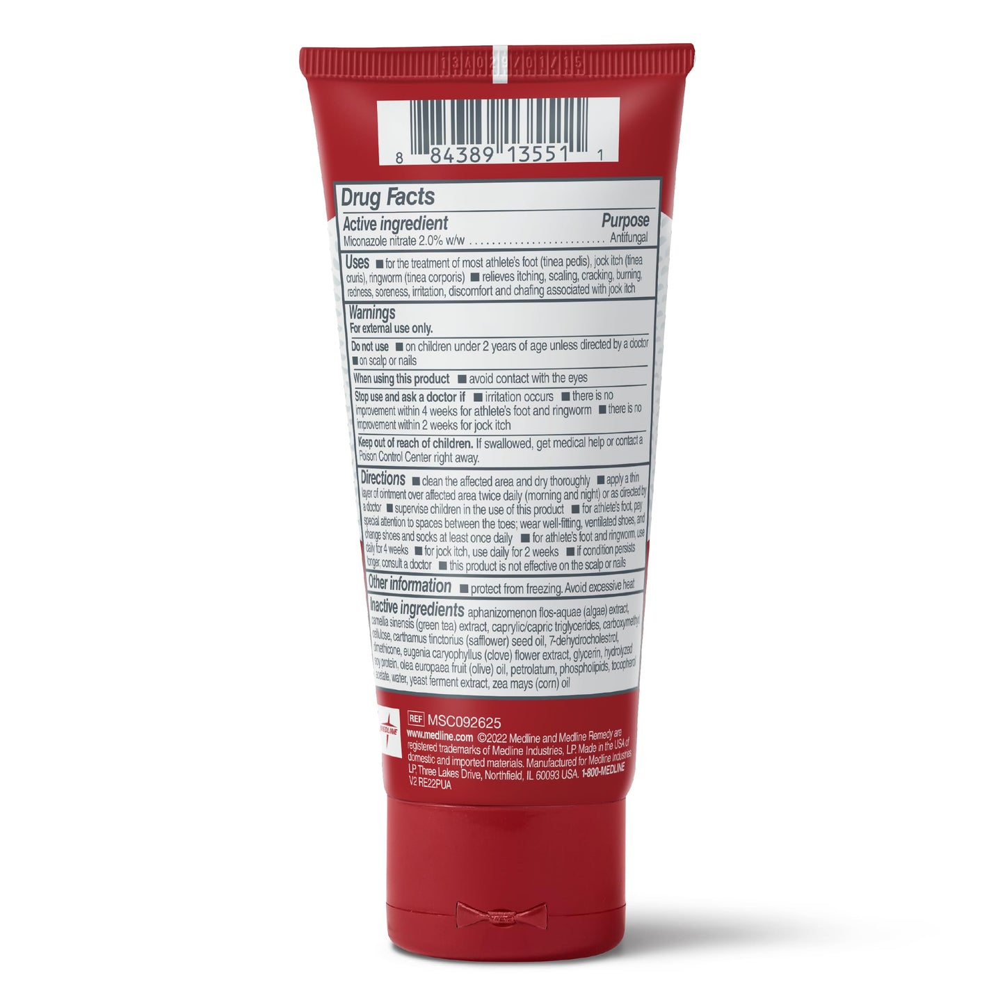 Medline Remedy Clinical Antifungal Ointment, 2.5 oz., Effective Treatment for Athlete's Foot & Ringworm, Single Tube