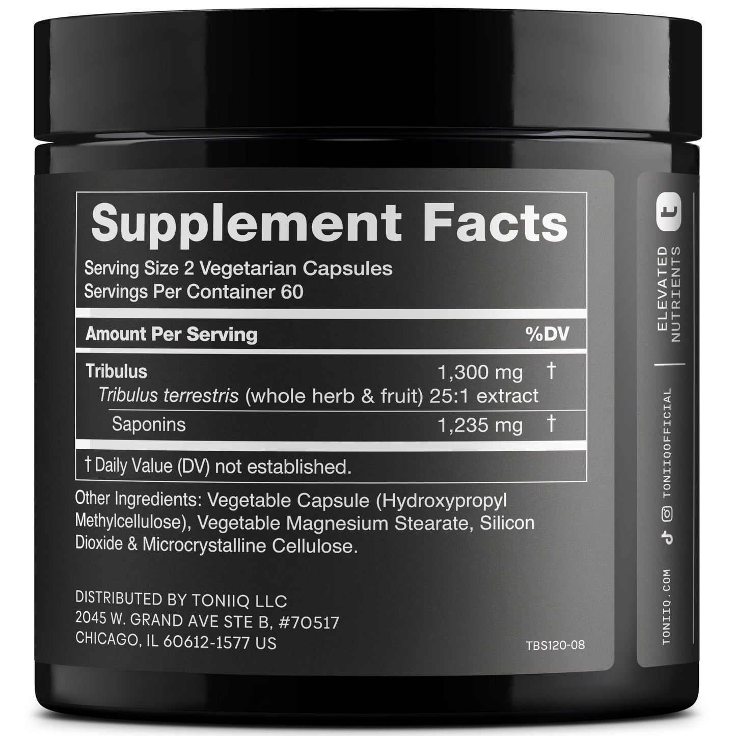 Toniiq Tribulus Terrestris for Men - Ultra High Potency 25:1 Extract with 95% Saponins - 1300mg Pure & Concentrated Formula - Third-Party Lab Tested for Purity & Quality - 120 Capsules