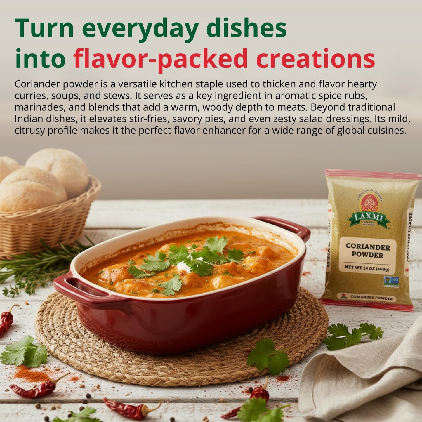LAXMI Coriander Powder 14 Oz -Non-GMO - Free of Adulterations - Natural Ground Coriander - Premium Quality and High Value