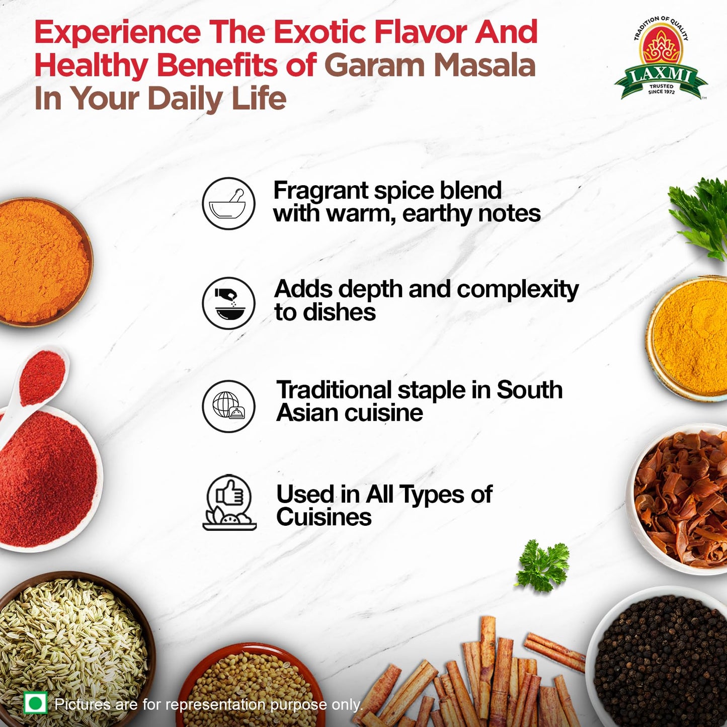 Laxmi Garam Masala 7 Oz (200gm) | A spicy and aromatic blend of our various salt free seasonings and spices | Non-GMO Product | For cooking and seasoning
