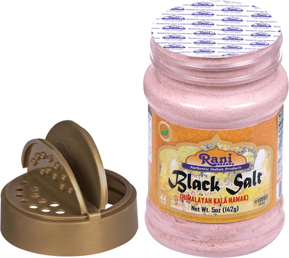 Rani Black Salt Powder (Kala Namak) Mineral 5oz (142g) PET Jar ~ Unrefined, Pure and Natural | Vegan | Gluten Friendly | NON-GMO | Kosher | Indian Origin | Perfect for Tofu Scramble
