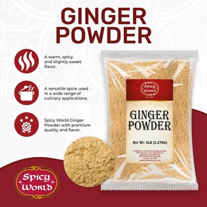 Spicy World Ginger Powder 5 Pound Bulk Bag - Ground Ginger Root