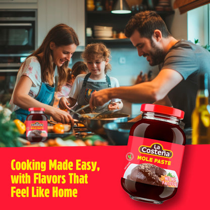 La Costeña Mild Mole Sauce - Traditional Paste with Ancho Chiles, Cacao & Spices - Mexican Food, Enchilada Seasoning, Meat Marinade, Rice, Tamale, Taco, Burger, Comida Mexicana - 9oz, 12 Pack Jar