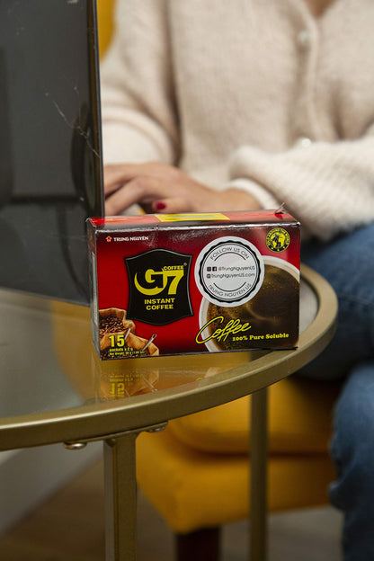 Trung Nguyen — G7 Instant Coffee — Pure Black — 100% Soluble Coffee — Strong and Bold — Instant Vietnamese Coffee (15 Packets/Box, 3 Pack)