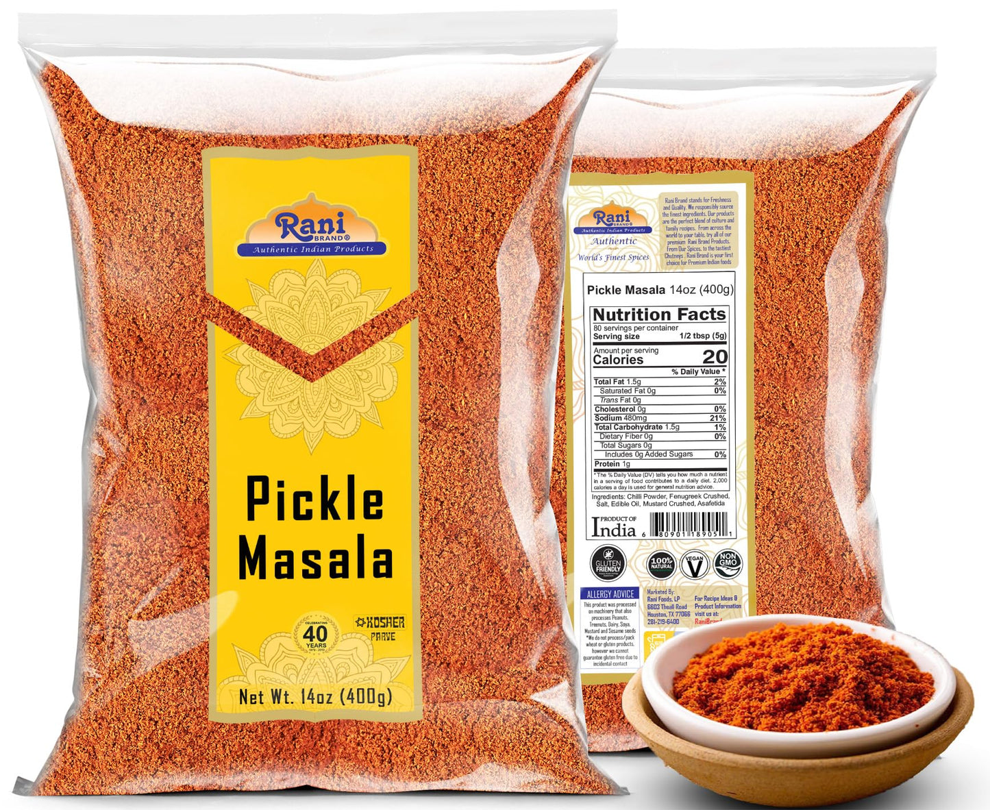 Rani Pickle (Achar) Masala Indian Spice Blend 14oz (400g) ~ All Natural | Vegan | Gluten Friendly | NON-GMO | No colors | Indian Origin