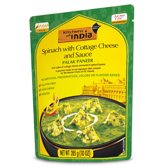 Kitchens Of India Ready To Eat Palak Paneer, Spinach & Cottage Cheese, 10-Ounce Boxes (Pack of 6)