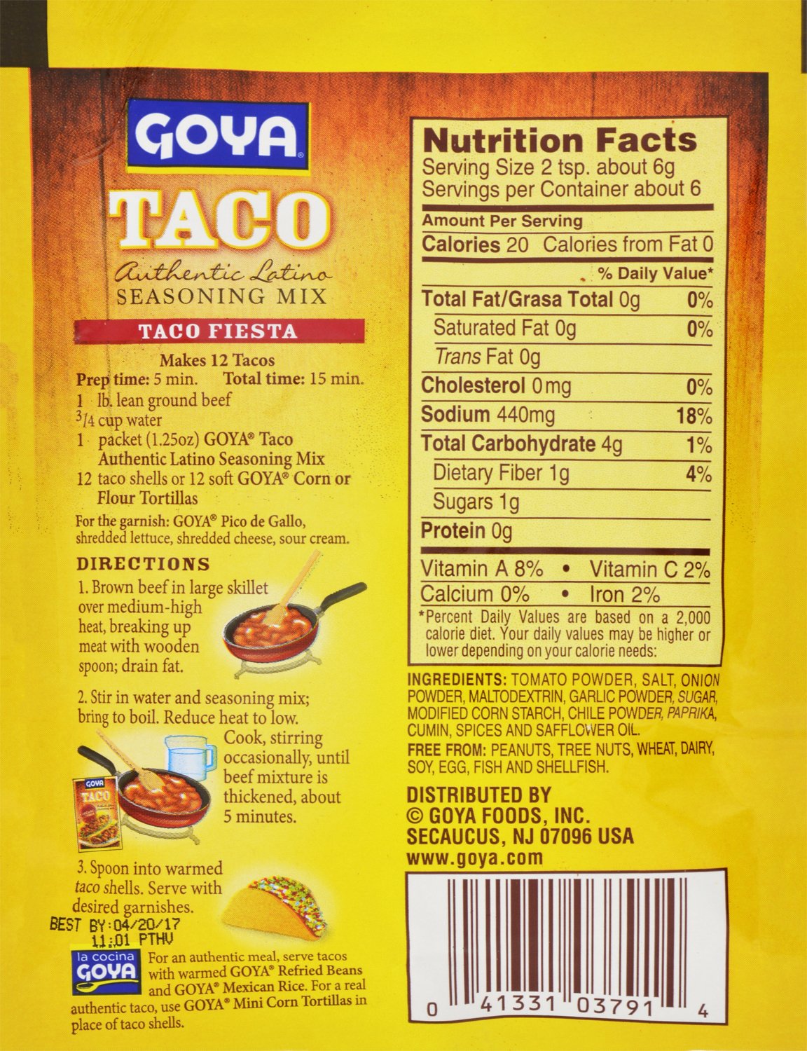 Goya Foods Taco Seasoning Mix, 1.25 Ounce (Pack of 24)