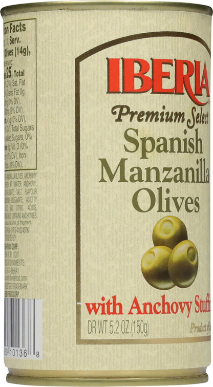 Iberia Spanish Manzanilla Olives Stuffed with Anchovies, 5.25 Oz (Pack of 12)
