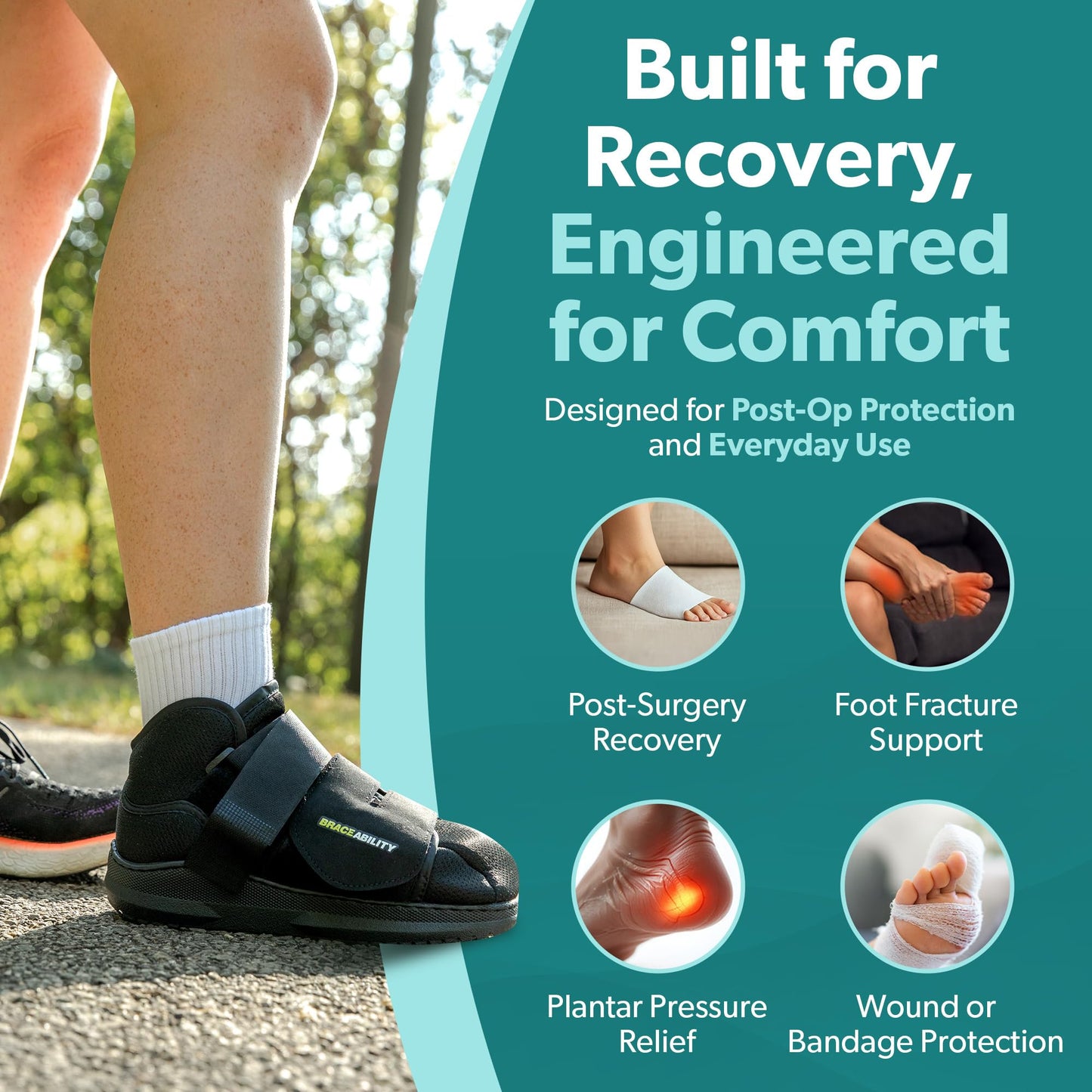 BraceAbility Closed Toe Medical Walking Shoe - Lightweight Broken Toe Cast Boot, Fracture Foot Brace for Metatarsal Stress Fracture, Post-op Bunion, Hammertoe Surgery Recovery - For Men or Women (XL)