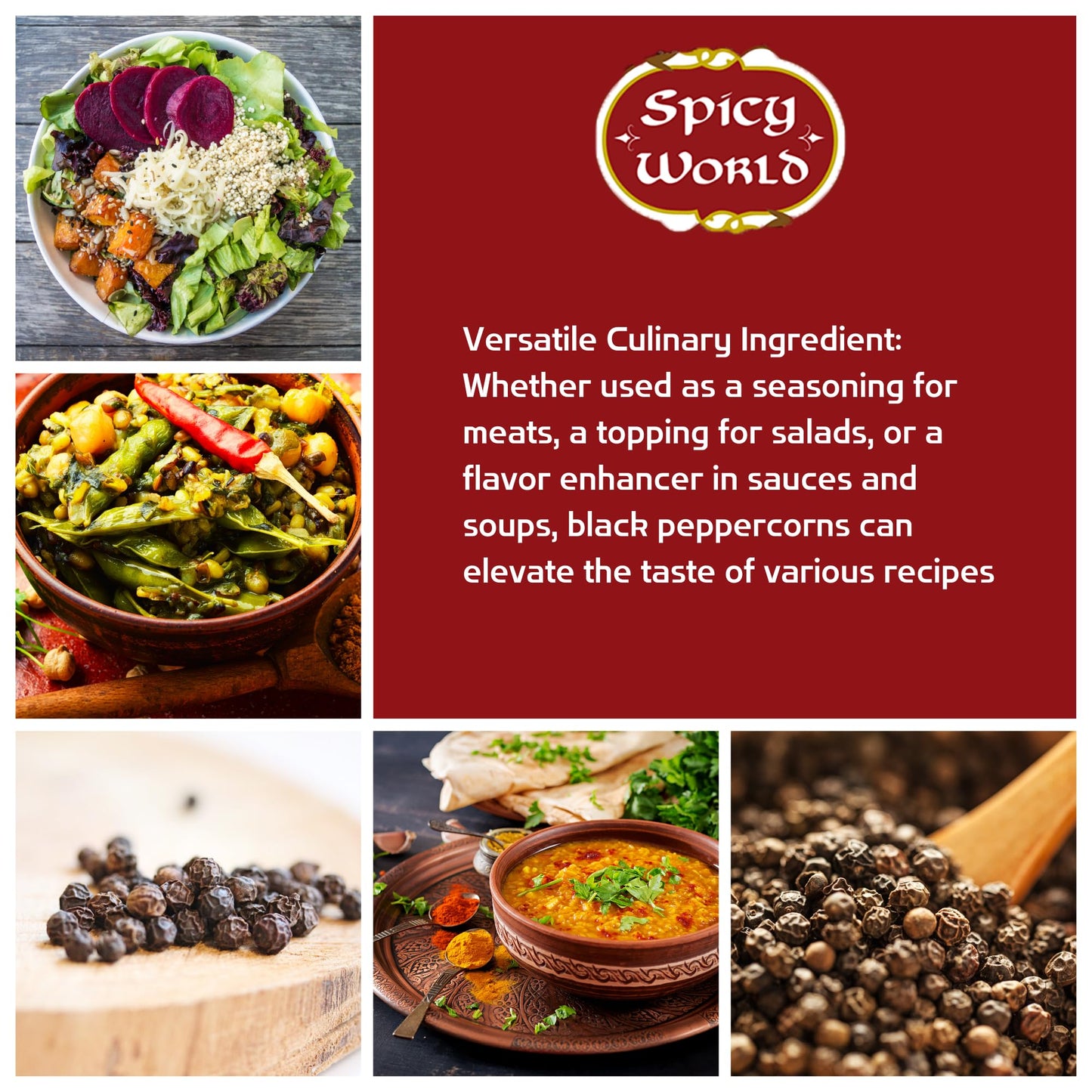 Spicy World Black Peppercorns Whole 16 Ounce - As Seen On Tik Tok - Non-GMO, Steam Sterilized Whole Peppercorns for Grinder Refill