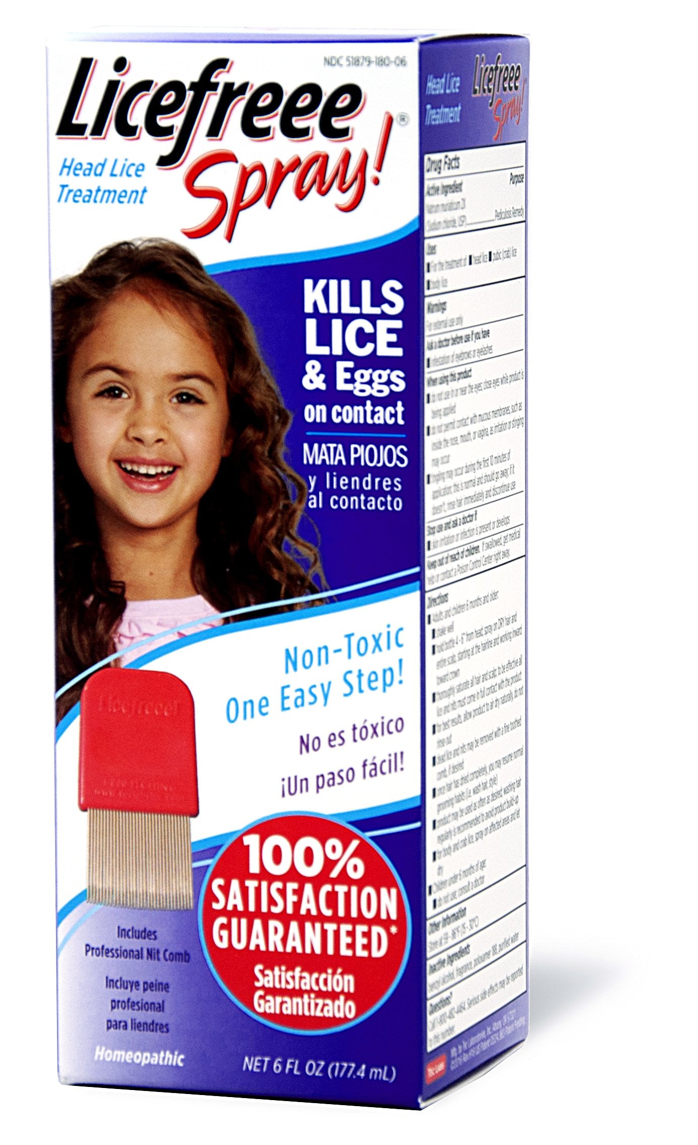 Licefreee Lice Spray for Kids Hair, Includes Professional Metal Nit & Lice Comb for Kids, Kills on Contact, 6 Fl Oz