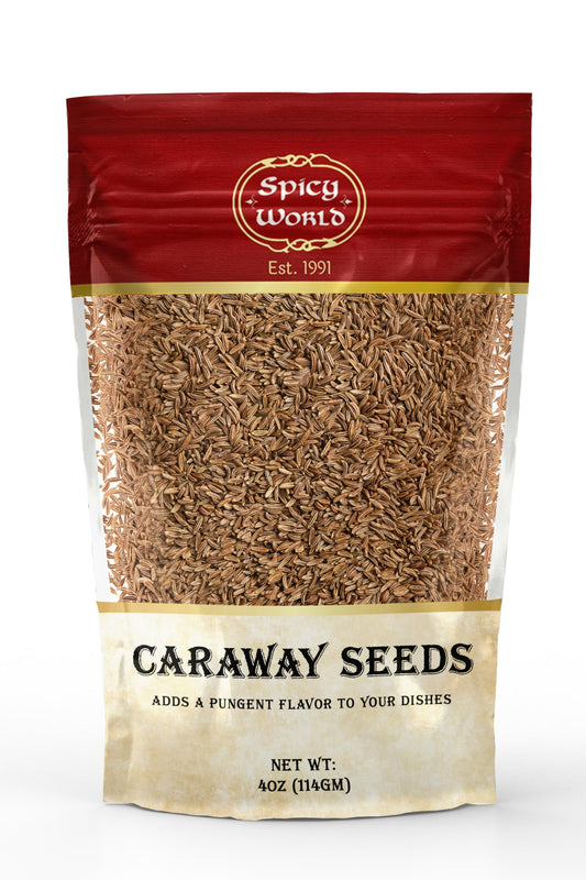 Spicy World Caraway Seeds 4 oz (117g) | Premium Whole Caraway Seeds for Rye Bread, Sauerkraut & Cooking | Aromatic Gourmet Spice