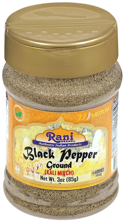Rani Black Pepper Fine Powder 80 Mesh 3oz (85g) PET Jar ~ All Natural | Vegan | Gluten Friendly | NON-GMO | Kosher | Product of Vietnam