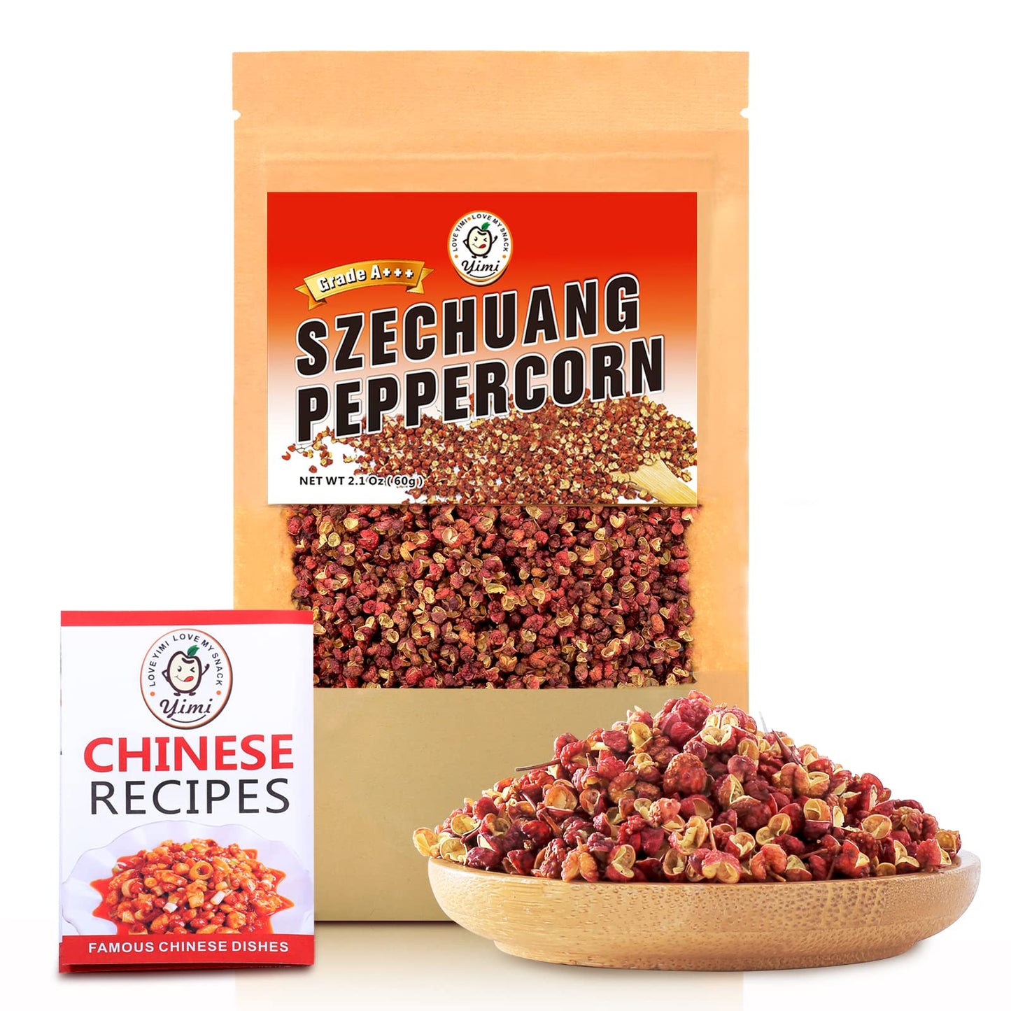 Yimi Sichuan Szechuan Peppercorns, Grade AAA Sichuan Whole Red Peppercorn, Strong Flavor for Mapo Tofu, Kung Pao Chicken, Ideal for Gift, 2.1 oz